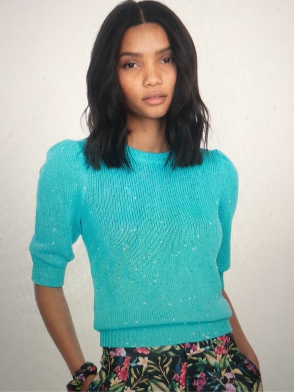 New Generation Love Mia Sequin Sweater Teal NWT Casual Holiday Women’s Size XS